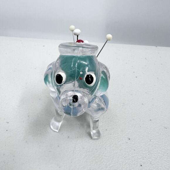 Vintage Unique Acrylic Dog Pin Cushion Needle Holder Sewing - Picture 3 of 5